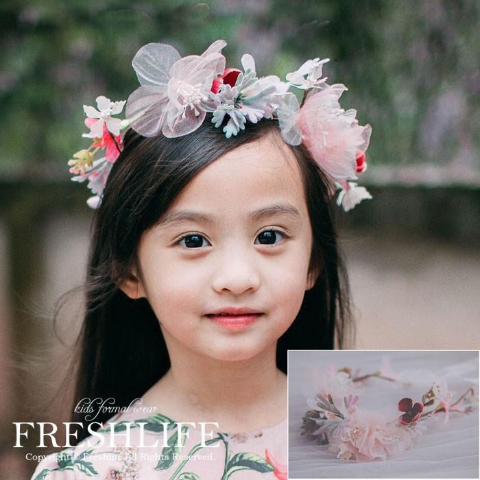 中古】 カチューシャ 花冠 ヘッドドレス アイボリー 花かんむり ヘアバンド 白 キッズ アイボリー お花 レース ヘアバンド ベビー ヘアアクセサリー ヘッドドレス