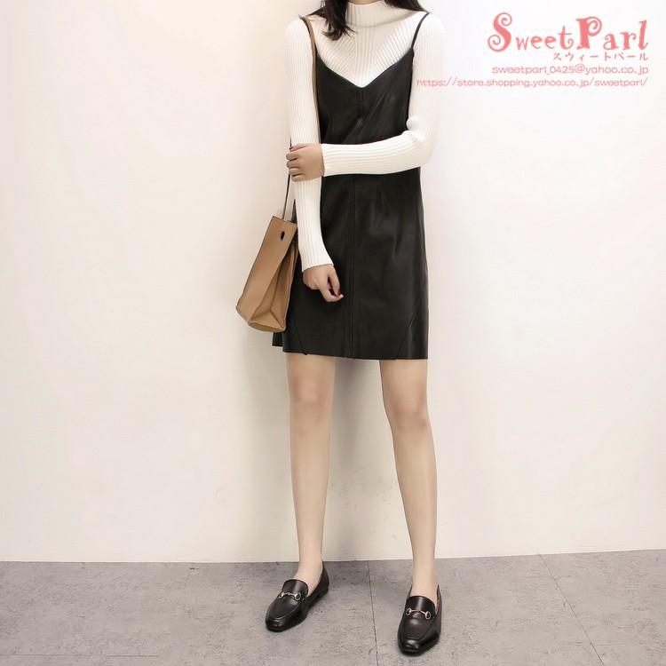 レザーキャミワンピース レディース ワンピース キャミワンピース 柔らかいpuレザー キャミワンピ 膝丈 ブラック 21 母の日 A1211 Sweet Parl 通販 Yahoo ショッピング