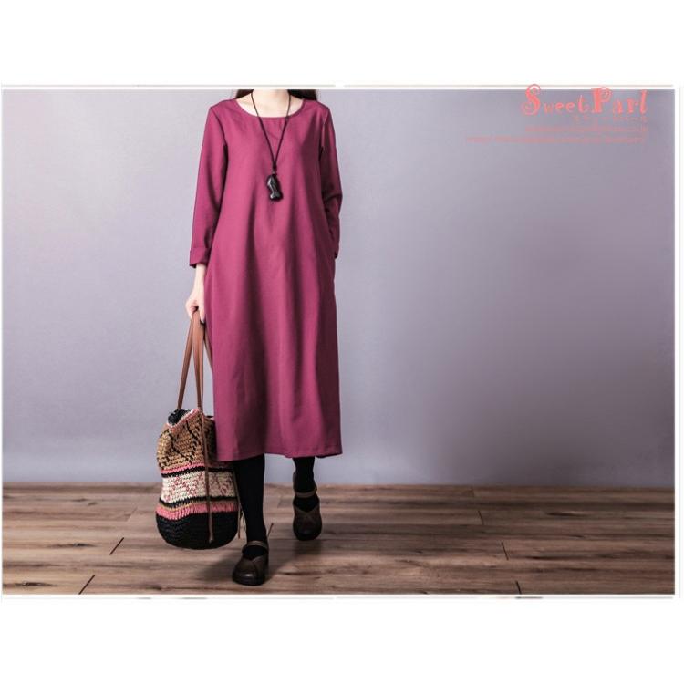 ワンピース ロング丈 レディース ワンピ ブラックワンピース ロングワンピース 黒 クルーネック 長袖 春服 春物 21 母の日 A Sweet Parl 通販 Yahoo ショッピング