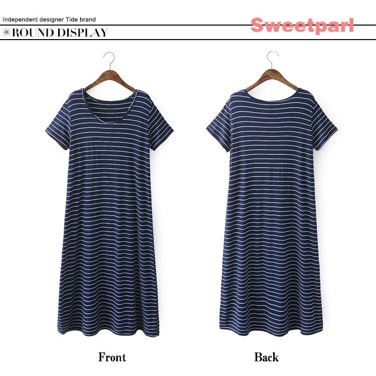 ワンピース レディース ボーダー ワンピ 半袖 ロングワンピース ストレッチ Uネック ボーダーワンピース 秋 夏 母の日 B0407 Sweet Parl 通販 Yahoo ショッピング