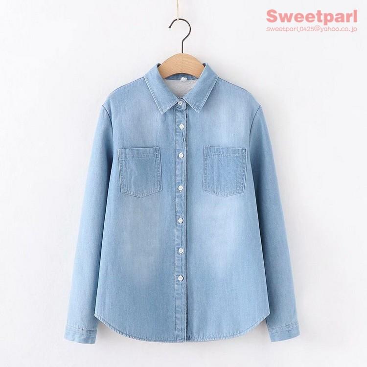 デニムシャツ レディース 裏ボア 裏起毛 シャツ デニム チュニック 春冬シャツ カジュアルシャツ 長袖 トップス ウォッシュ B Sweet Parl 通販 Yahoo ショッピング