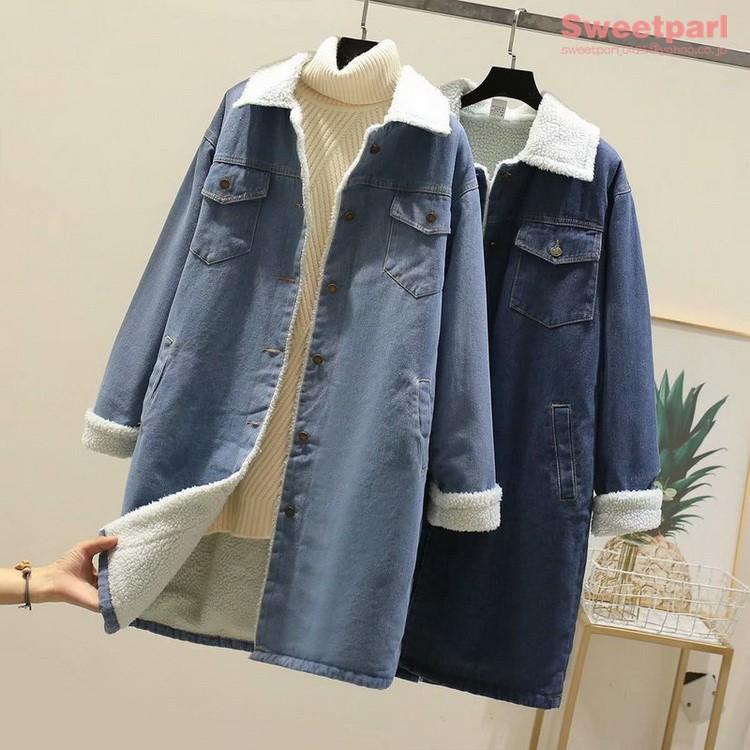Gジャン レディース 裏ボア ロングデニムジャケット ジージャン コートアウター ロング丈 ジャケット デニム あたたか 母の日 B1110 Sweet Parl 通販 Yahoo ショッピング