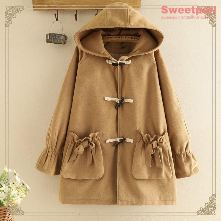 アウター コート ダッフルコート フリル リボン カジュアル フード あったか おしゃれ 春冬 レディース 10代 代 30代 B1216 Sweet Parl 通販 Yahoo ショッピング
