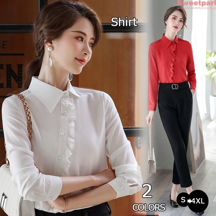 シャツブラウス 長袖 レディース 襟付き 春 夏 フラワーな飾る ブルーオーバー Ol オフィス 新作 キレイめ Bs Sweet Parl 通販 Yahoo ショッピング