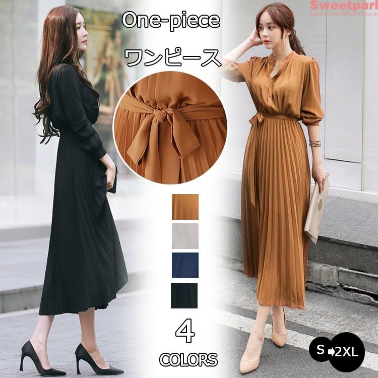 ワンピース レディース 40代 きれいめ 春 夏 マキシ丈ワンピース 長袖 ロング丈 Aライン シフォン プリーツ 母の日 Bs101 Sweet Parl 通販 Yahoo ショッピング