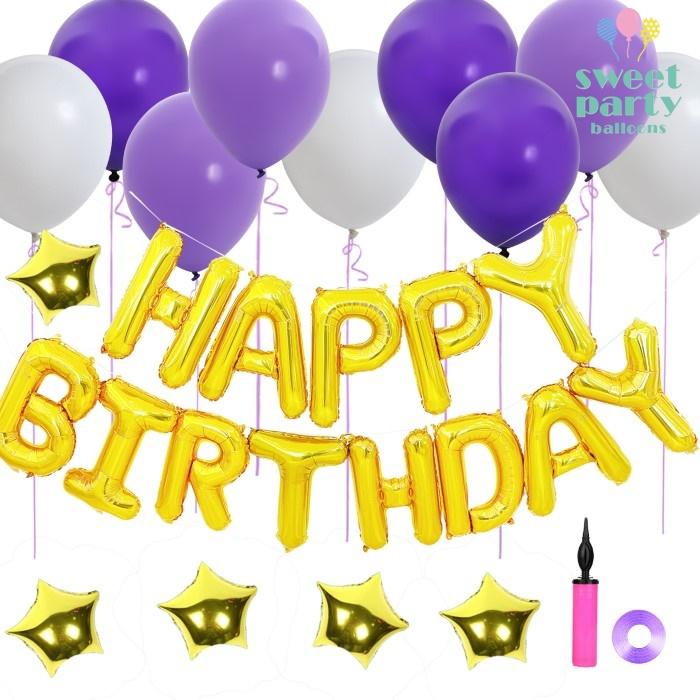 Offクーポン バルーン 誕生日 風船 バースデー 飾り付け 100日祝い ハーフバースデー パーティー インスタ イベント 1歳 浮く セット おしゃれ パープル 即納送料無料