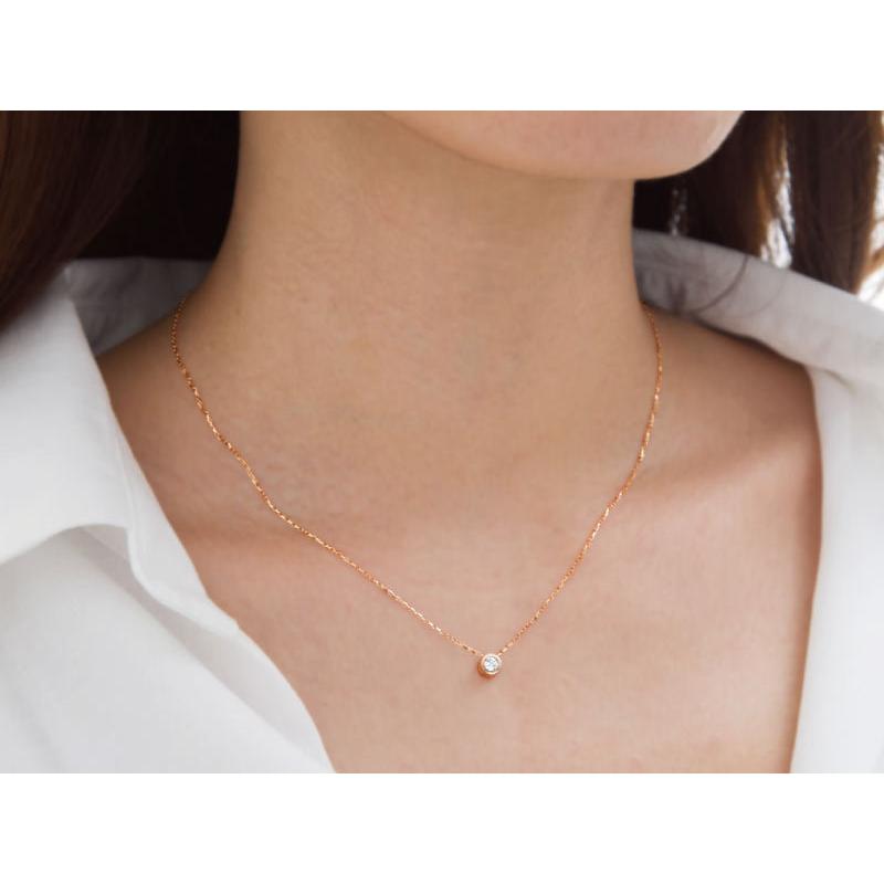 ネックレス ダイヤモンド SIクラス 0.10ct ペンダント チェーン K18 18  