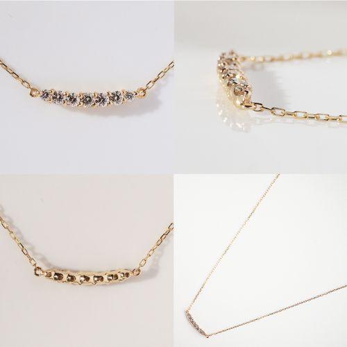 ネックレス ダイヤモンド 0.20ct ダイヤ バー ライン レディース 女性 彼女 誕生日 記念日 プレゼント ギフト 18金 10金 18K 10K 金属アレルギー 対応 チェーンの画像