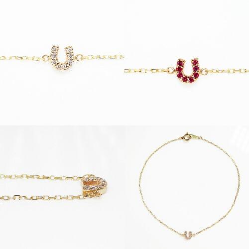 ブレスレット ダイヤモンド ルビー 馬蹄 リバーシブル ブレス レディース 女性 誕生日 記念日 プレゼント ギフト 18金 10金 金属アレルギー 対応 チェーン_3