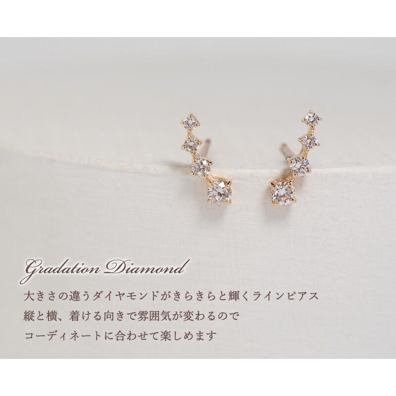 ピアス（両耳用） K10ダイヤラインピアス