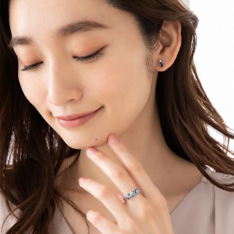 ロンドンブルートパーズ ダイヤモンド ピアス 18金 18K K18 10金 10K K10 ダイヤ 天然石 | ホワイトゴールド ピンクゴールド イエローゴールド プレゼントの画像