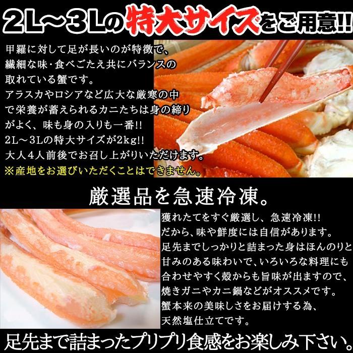 【のし対応可商品】特大ズワイ蟹足2kg ずわいがに 特大 ボイル ゆで カニ ギフト 食品 プレゼント 贈り物 お中元 母の日 熨斗対応 冷凍商品 ギフト |  | 01
