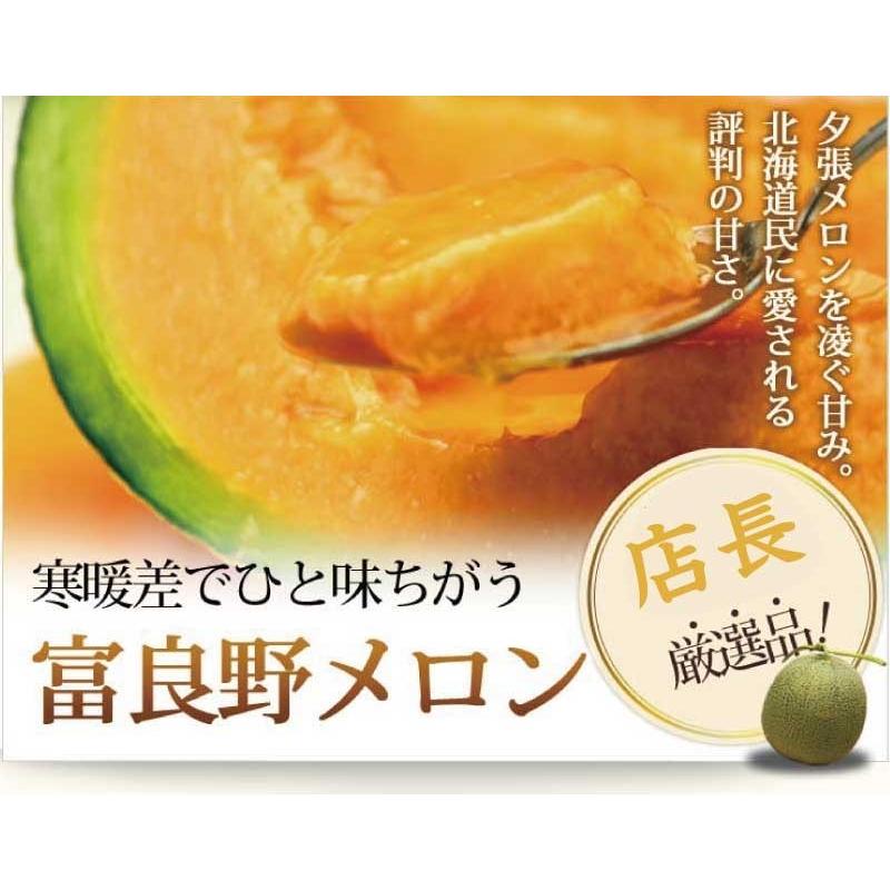 北海道 富良野メロン 赤肉メロン 秀品 Lサイズ 2玉 約1.2kg×2 送料無料
