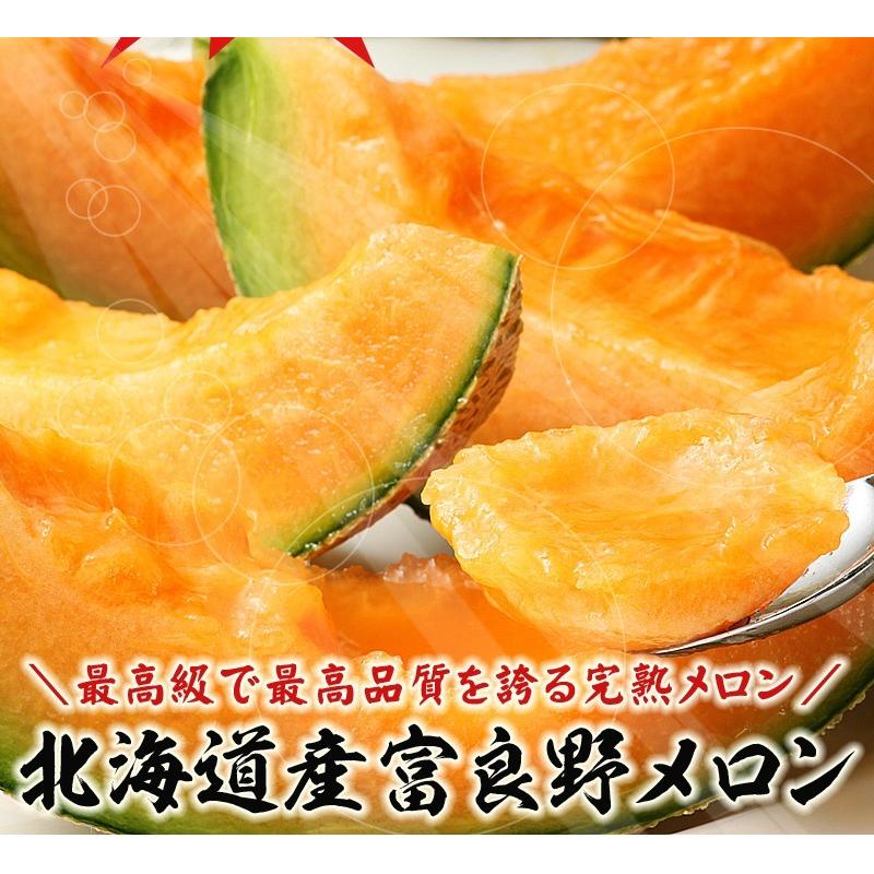 北海道 富良野メロン 赤肉メロン 秀品 Lサイズ 2玉 約1.2kg×2 送料無料