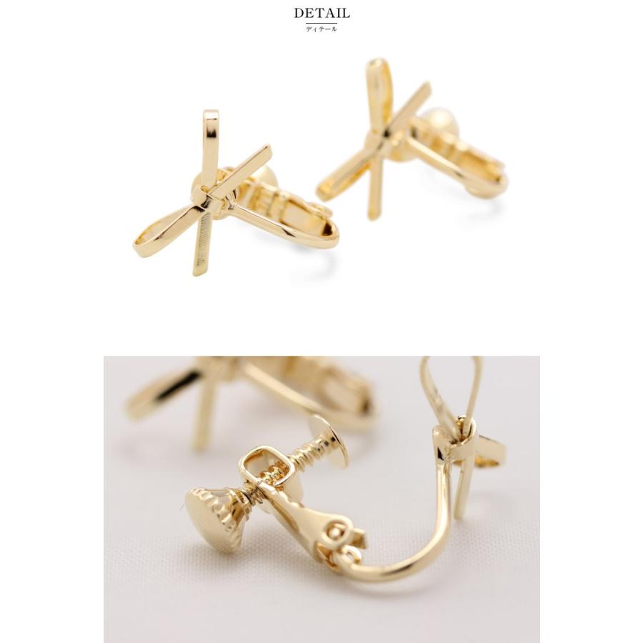 ピアス イヤリング リボン リボンイヤリング リボンピアス立体 上品