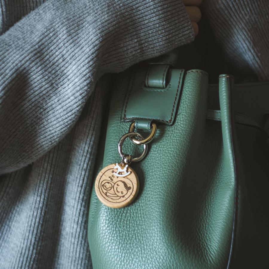 マタニティマーク 木製 ウッド キーホルダー チャーム パーツ付