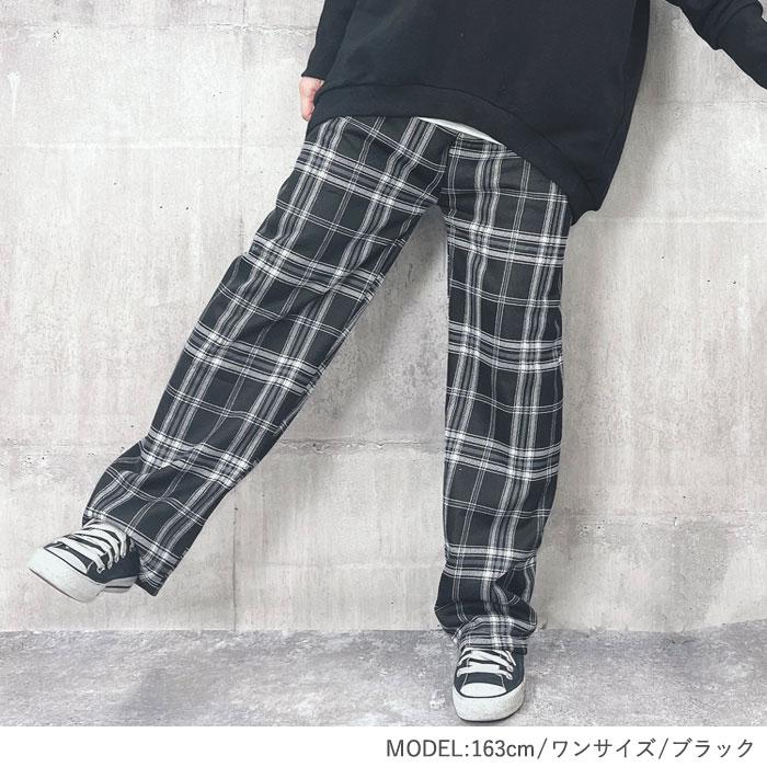 ELFSACK パンツ ズボン ボトムス 裏起毛 チェック柄 ゆったり ショッピングゴー shoppinggo 裏起毛パンツ チェック柄パンツ