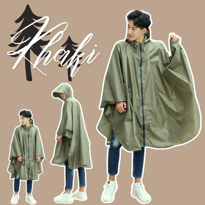 レインコート 男女兼用 バッグイン ポンチョ ジッパー 完全防水 バイク