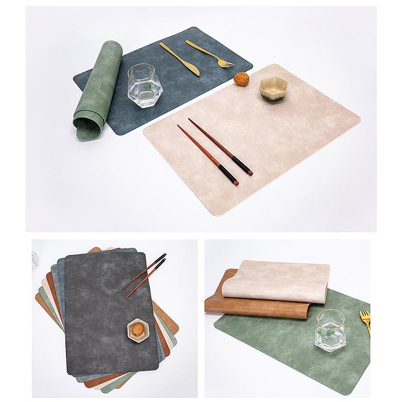 ランチョンマット 高質PUレザー 2枚セット マット リバーシブル 無地