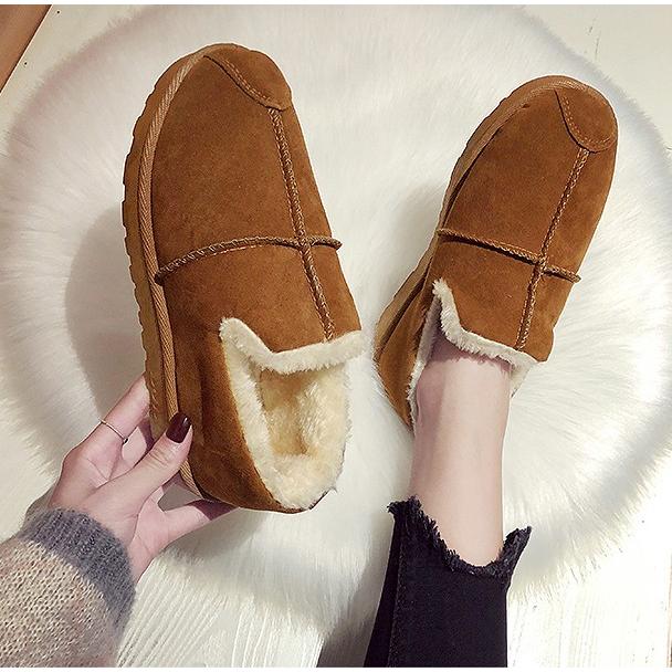 ムートンブーツ レディース スリッポン ローカット ファー ボア 歩き