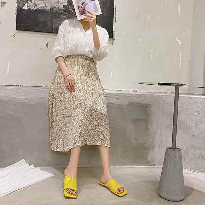 スクエアトゥ フラット サンダル ミュール ぺたんこ 靴 シューズ