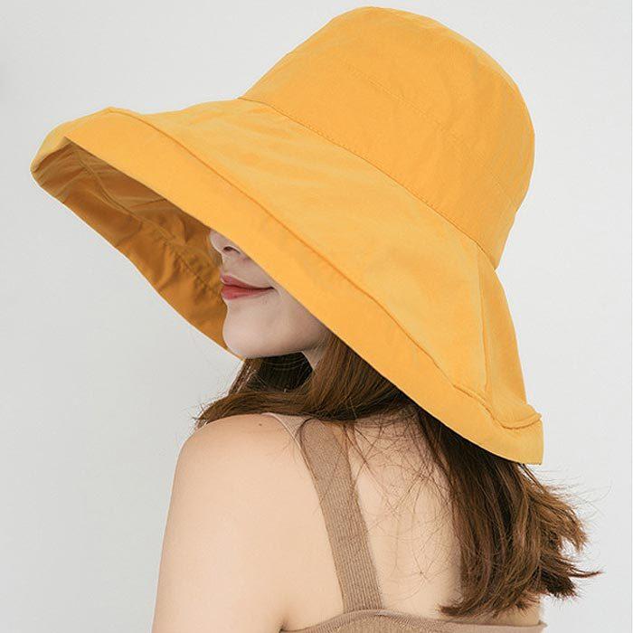 ‪帽子 折りたたみUVカット帽子 レディースハット 日焼け防止 イエロー 帽子 レディース UVカット 折りたたみ コンパクト つば広 大きい 深め