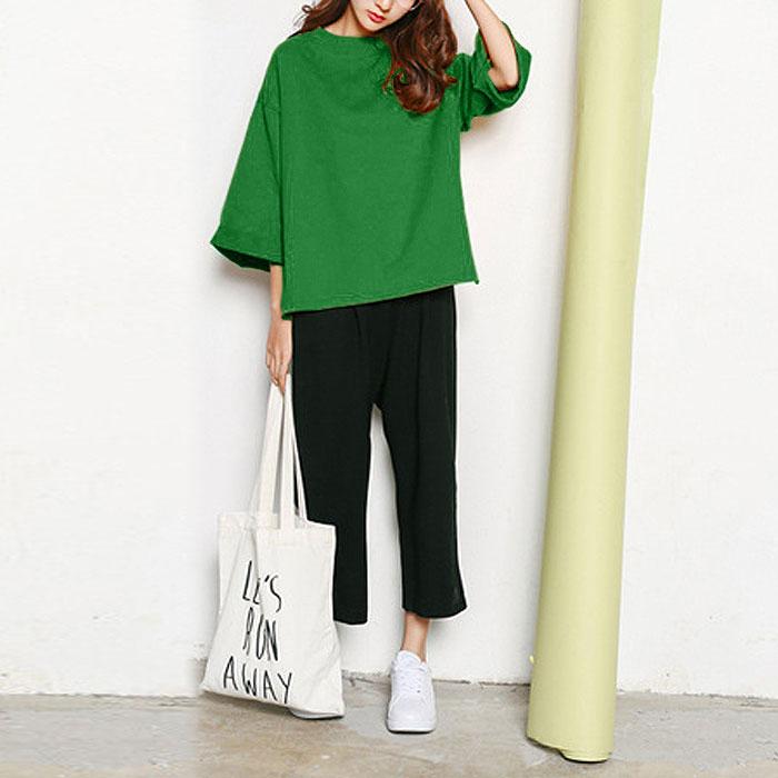 tシャツ カットソー レディース 5分袖 7分袖 春 夏 クルーネック 無地