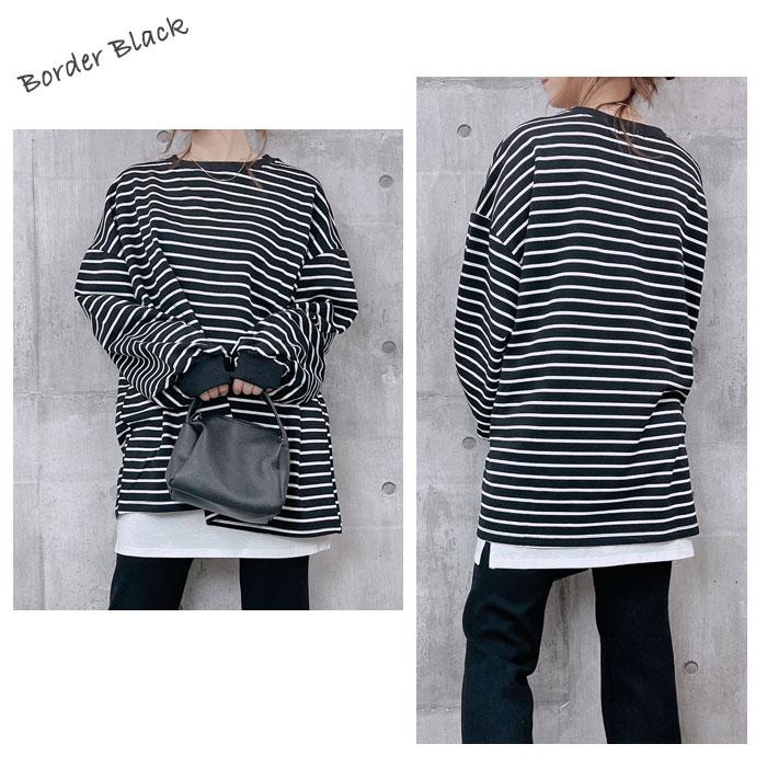 2990円!クーポンで!]ボーダー ロングTシャツ ぽわん袖 ビッグプル