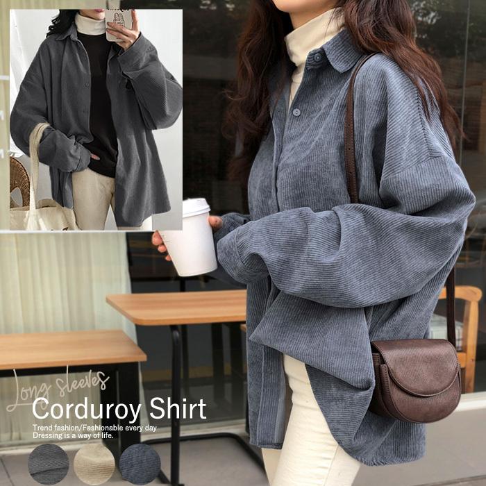 シャツ レディース コーデュロイ 長袖 おしゃれ 大きめ 秋 冬 黒 ベージュ 大きいサイズ 体型カバー トップス 送料無料 V135 V135 Inbloom 通販 Yahoo ショッピング