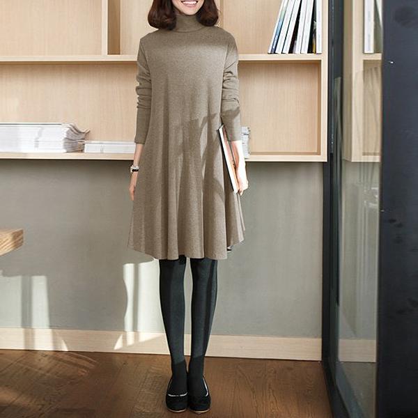 ワンピース レディース タートルネック フレア Aライン チュニック 長袖 膝丈 シンプル ゆうパケット送料無料 郵3 W123 W123 Inbloom 通販 Yahoo ショッピング
