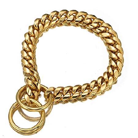 海外から日本未入荷の人気アイテムを直輸入Aiyidi Strong 18K Gold Plated Dog Chain Collar Stainless Steel Width 10mm,1