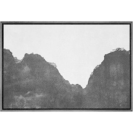 Signwin フレームキャンバスプリント ウォールアート ブラックグレー 水彩画 ブラックグレー 山の風景 抽象的な自然イラスト B09tdnvnb6 山の風景 デュオトー 並行輸入品 ウォールアート ヤフー店 スイフトモール モダンアート 装飾要素
