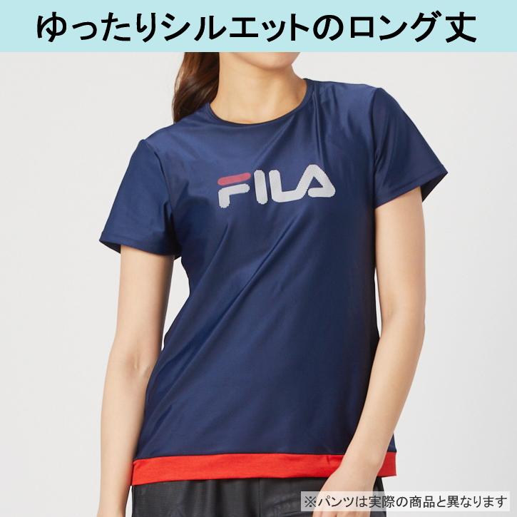 フィットネス水着 レディース セパレート 体型カバー 半袖 大きいサイズ fila ブランド 50代 40代 30代 タンキニ おしゃれ フィラ めくれ防止 ジム プール | FILA | 13