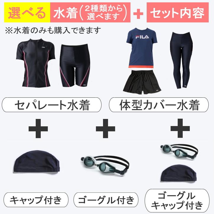 フィットネス水着 レディース セパレート 体型カバー 半袖 大きいサイズ fila ブランド 50代 40代 30代 タンキニ おしゃれ フィラ めくれ防止 ジム プール | FILA | 03
