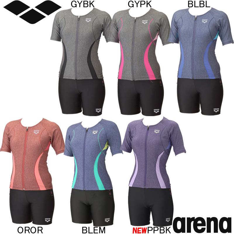 XO 新品 arena wacoal フィットネス水着 袖付 ボタン付 セパ O 新品 arena wacoal フィットネス水着 セパレーツ 袖付 ボタン付