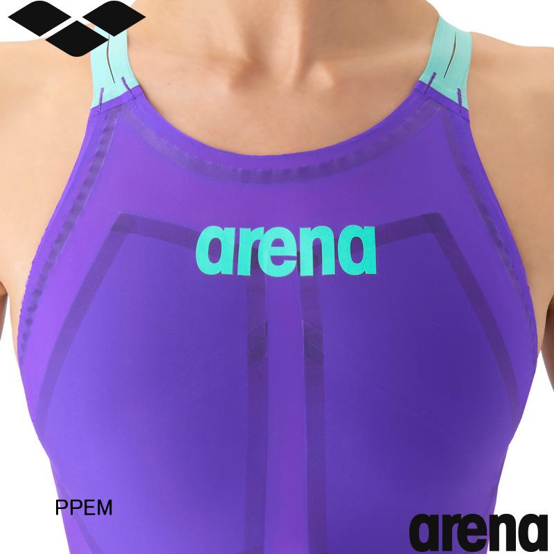アリーナ(ARENA) 女性用 競泳水着 アクアフォースストーム MF ウイメンズレーシングワンピーススパッツ(オープンバック・ハーフレッグ) AS6SRC02Lの画像
