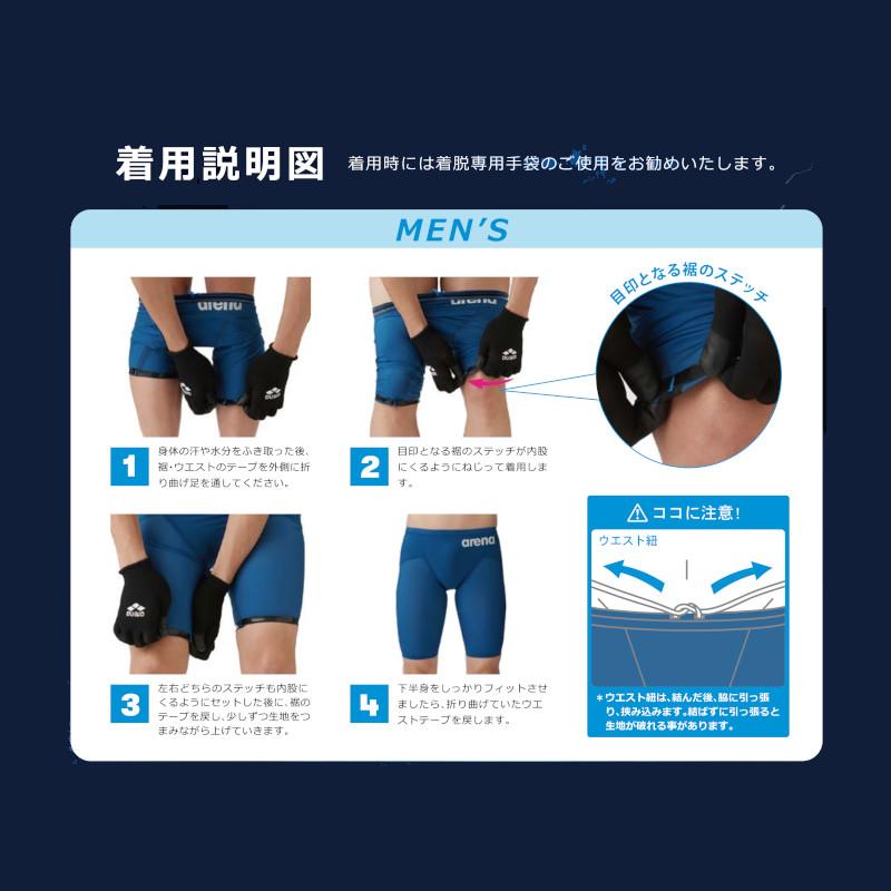 アリーナ(ARENA) 男性用 競泳水着 アクアフォースストーム MF メンズレーシングスパッツ(ハーフレッグ) AS6SRC03Mの画像