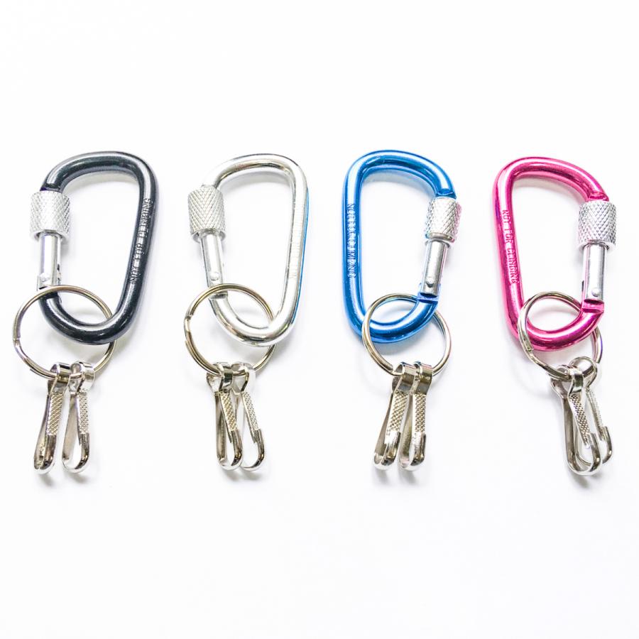 単色３個セット　ボルトロックカラビナキーホルダー　プチギフト　店舗用品　事務用品　防犯用品　防災用品　落下防止　紛失防止　業務用　備品　卸値 | 