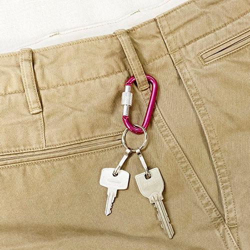 単色３個セット　ボルトロックカラビナキーホルダー　プチギフト　店舗用品　事務用品　防犯用品　防災用品　落下防止　紛失防止　業務用　備品　卸値 |  | 01