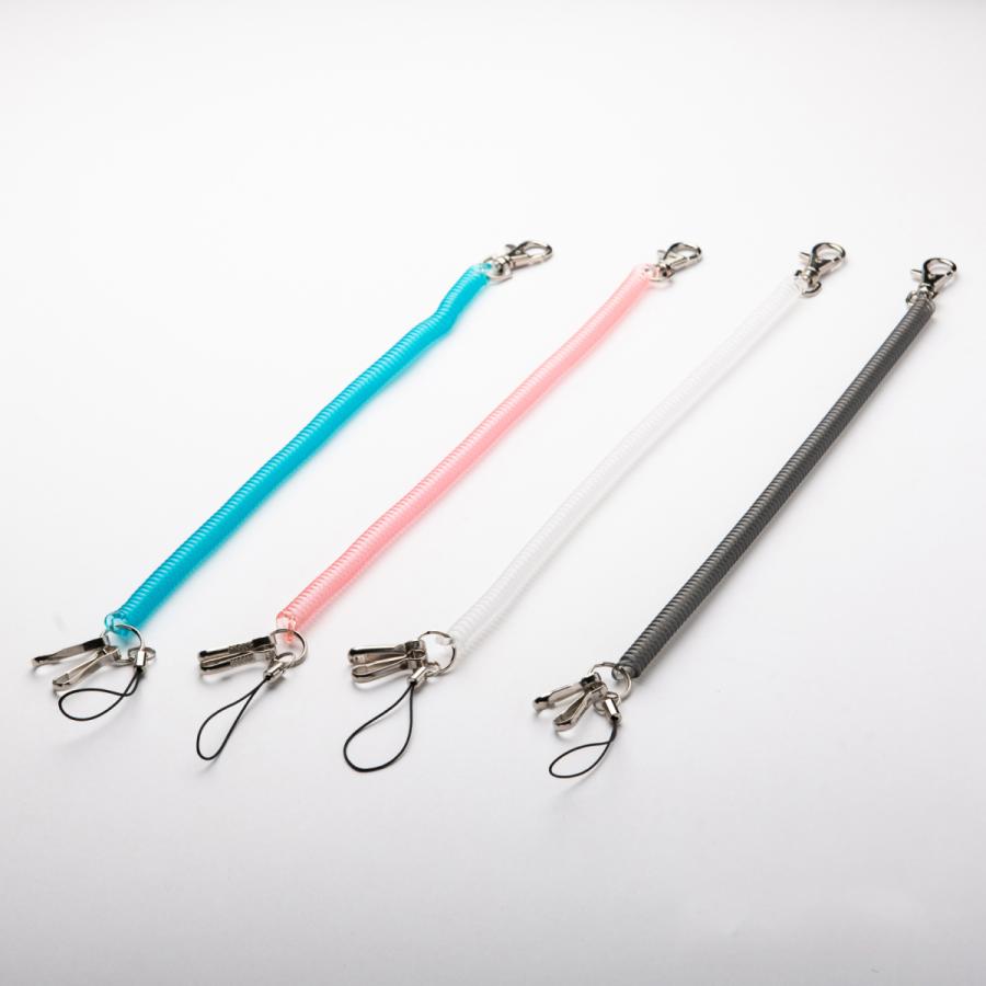 単色３個セット　ストラップコイルロングキーホルダー　プチギフト　店舗用品　事務用品　防犯用品　防災用品　落下防止　紛失防止　業務用　備品　卸値 | 