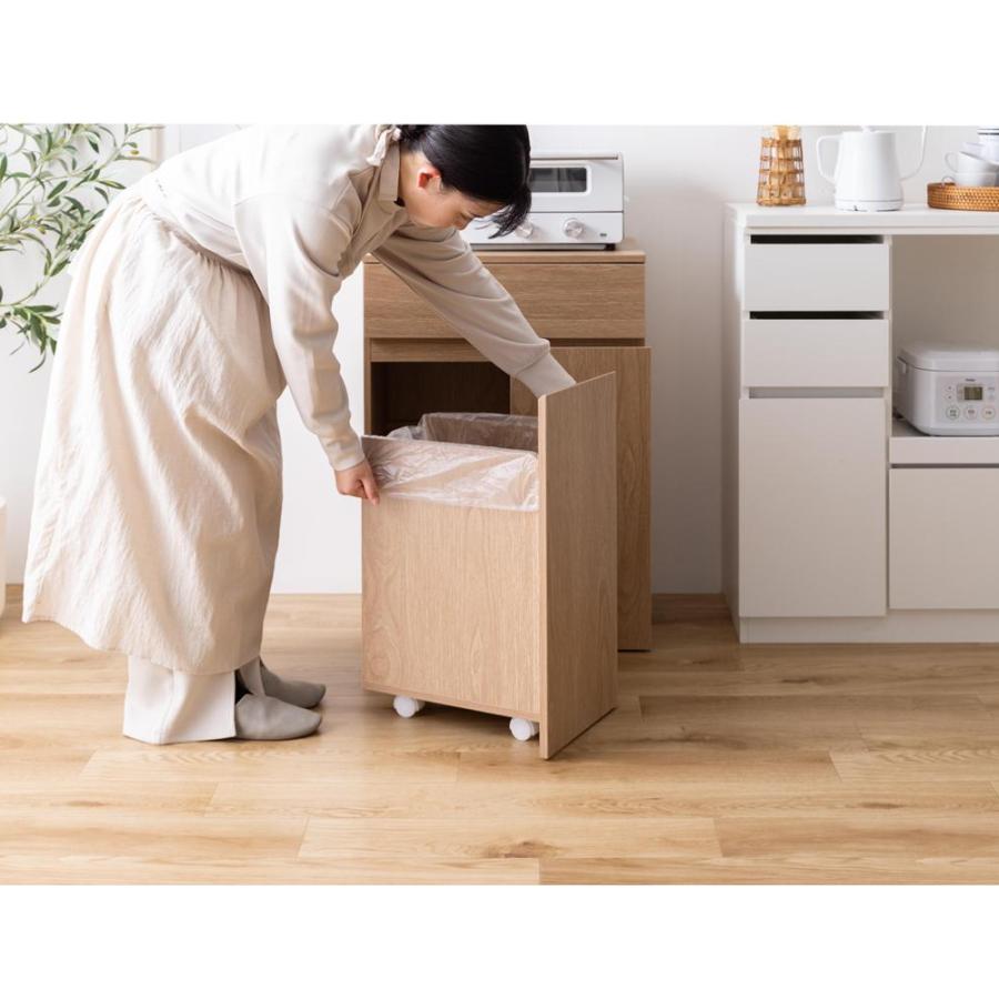 食器棚 ロータイプ 幅75cm キッチンカウンター ゴミ箱付き 組み立て式