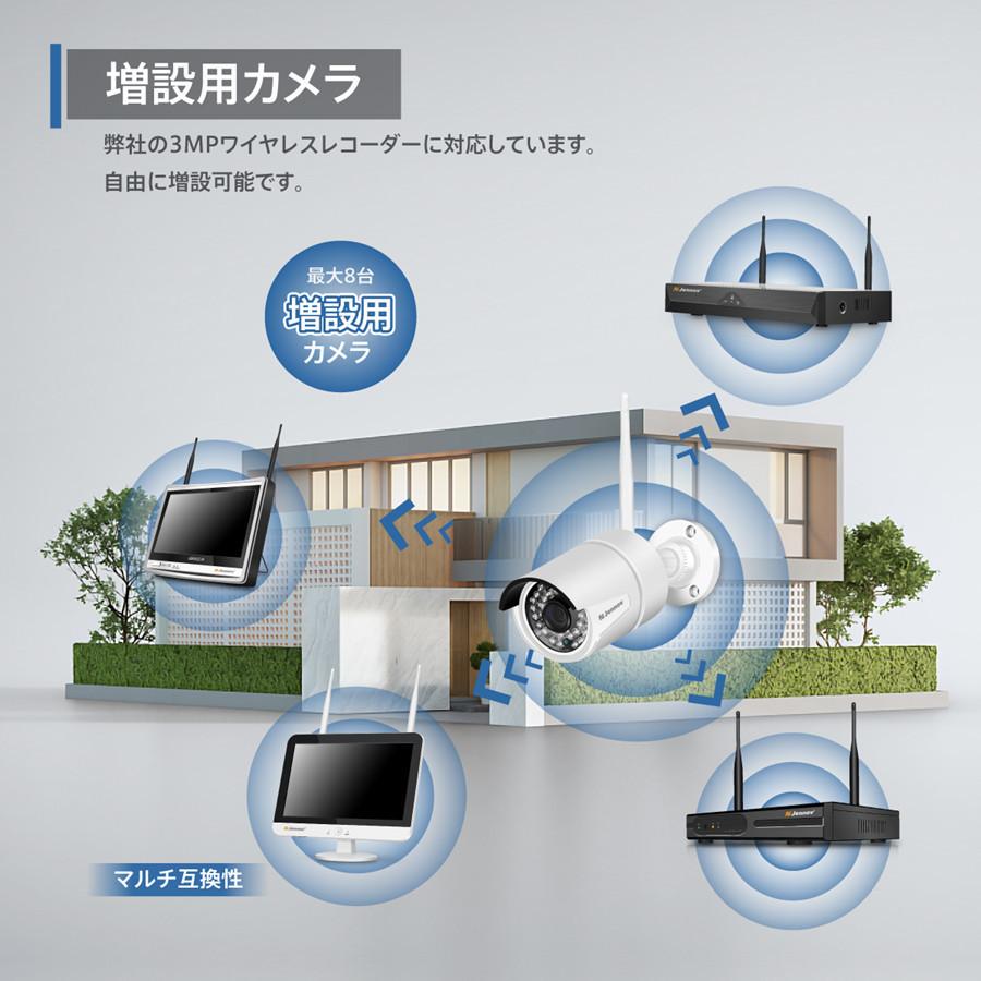 防犯カメラ 監視カメラ 屋外 家庭用 ワイヤレス 300万画素 wifi 増設専用 JENNOV製録画機と組み合わせ 単独使用不可 JEN023-ss｜swisswin｜04