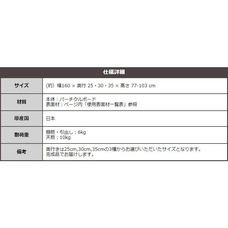 引戸シリーズ セミオーダーカウンター下収納ぴったりくん キャビネット 幅160cm×奥行35cm   おしゃれ カワイイ 日本製 収納 薄型 スリム - 4