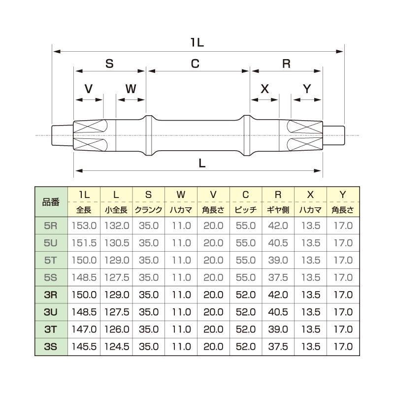 中谷金属工業 5R / 5U / 5T / 5S コッタレスハンガーシャフト re-502 | 