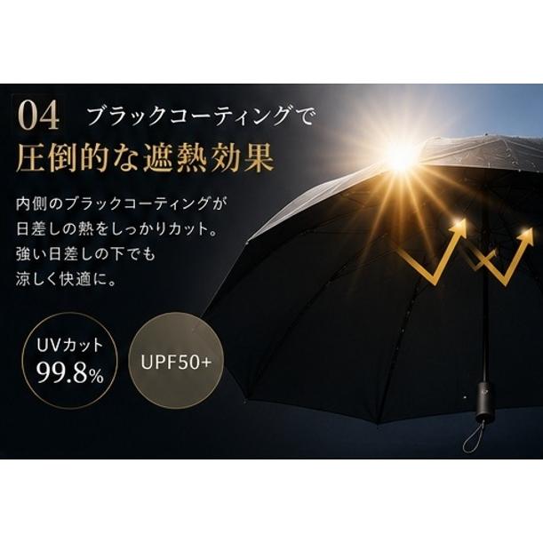 遮熱＆超軽量251g 日傘 折りたたみ傘 自動開閉 メンズ レディース 晴雨兼用 完全遮光 UVカット 99.8% UPF50+ SHIELD O |  | 03