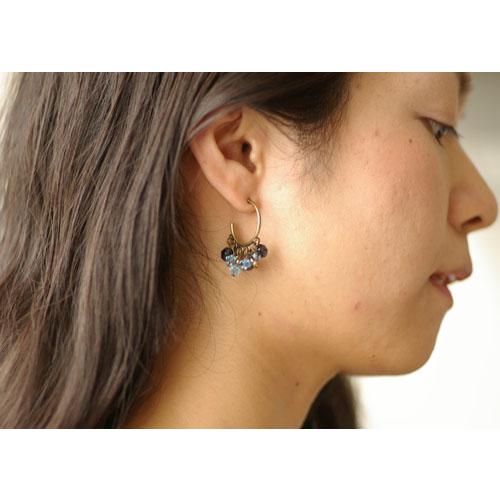 紅女　joncher　チェコビーズ　スワロフスキー フープピアス1　ブルー |  | 03