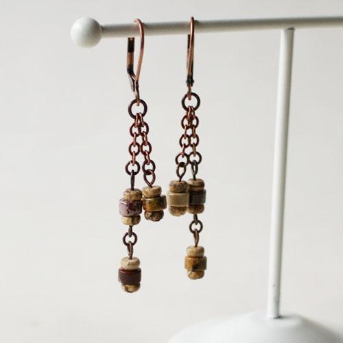 紅女　joncher　タイガージャスパー・ピクチャージャスパーピアス2 |  | 01