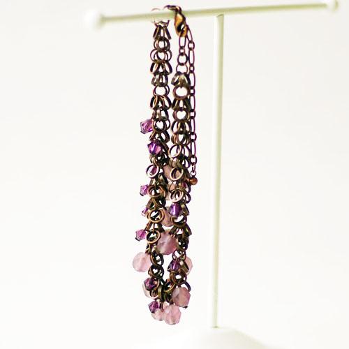 紅女　joncher　チェコビーズブレスレット　パープル・ブラウンつや消しビーズとスワロフスキーの光のコントラスト |  | 01