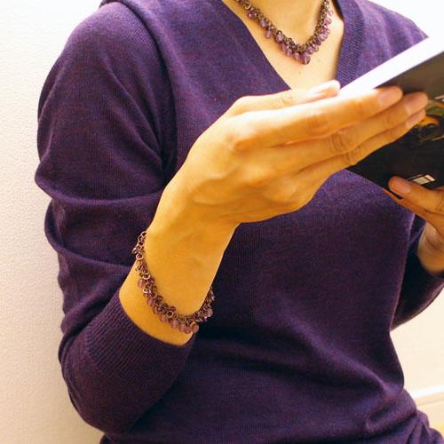 紅女　joncher　チェコビーズブレスレット　パープル・ブラウンつや消しビーズとスワロフスキーの光のコントラスト |  | 03