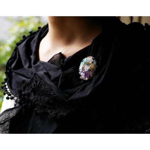 紅女　joncher　天然石ブローチ（クォーツァイト・ルチルクオーツ・ムーンストーン・アメジスト・アパタイト・プレナイト） |  | 01